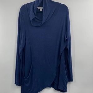 Market & Spruce Blue Paedia Top Tulip Hem, Cowl Neck, French  Knit Super comfy